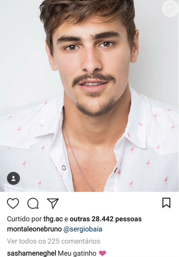 Sasha Meneghel comentou foto do namorado, Bruno Montaleone, no Instagram