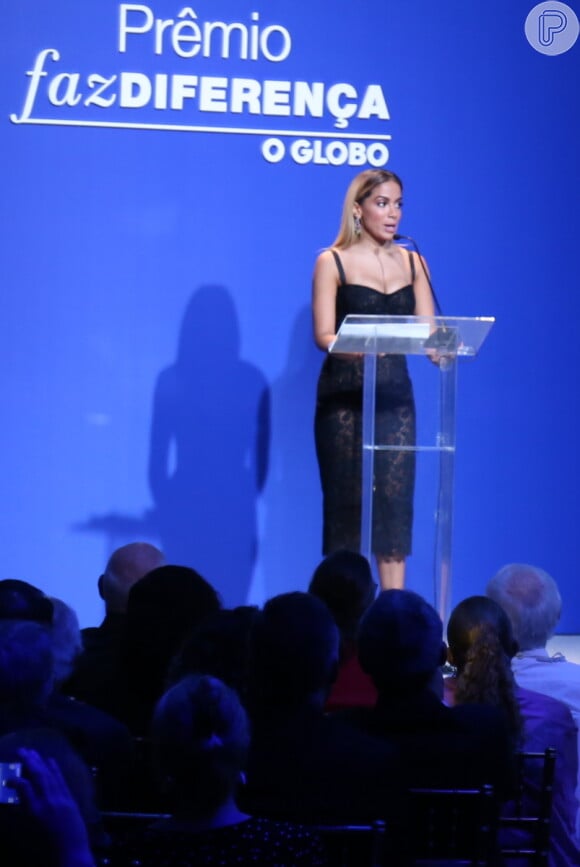 Anitta discursa ao receber Prêmio Faz Diferença na categoria Segundo Caderno/Música