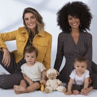 Sheron Menezzes e Rafa Brites posam com os filhos Benjamin e Rocco em campanha