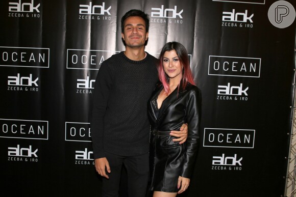 Nah Cardoso e o namorado, Pelu, na festa de lançamento do clipe 'Ocean', do DJ Alok, em São Paulo, na terça-feira, 24 de abril de 2018