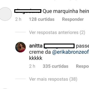 Anitta explica bronzeado após receber elogio em foto