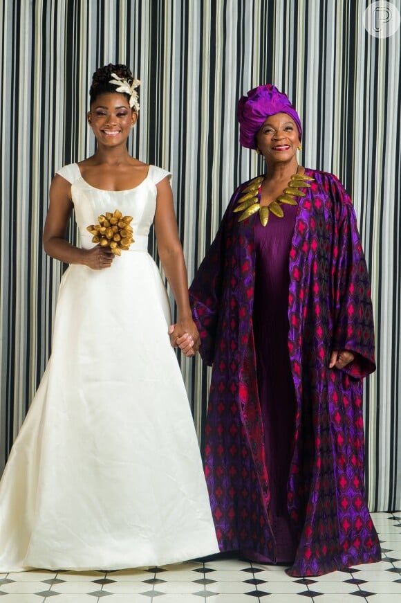 Mãe do Quilombo (Zezé Motta) usa look africano no casamento de Raquel (Erika Januza) na novela 'O Outro Lado do Paraíso'