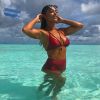Juliana Paes, de biquíni hot pant, curte praia nas Ilhas Maldivas em foto compartilhada neste domingo, dia 06 de maio de 2018