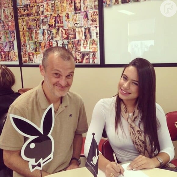 Patrícia Jordane ao lado do diretor de redação da 'Playboy', Sérgio Xavier