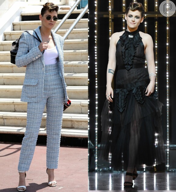 Kristen Stewart usou dois looks da grife Chanel no Festival de Cannes 2018