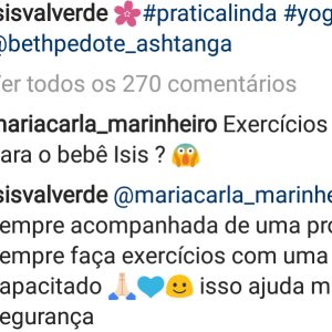 Isis Valverde tranquilizou fãs por fazer yoga na gravidez nesta quarta-feira, 9 de maio de 2018