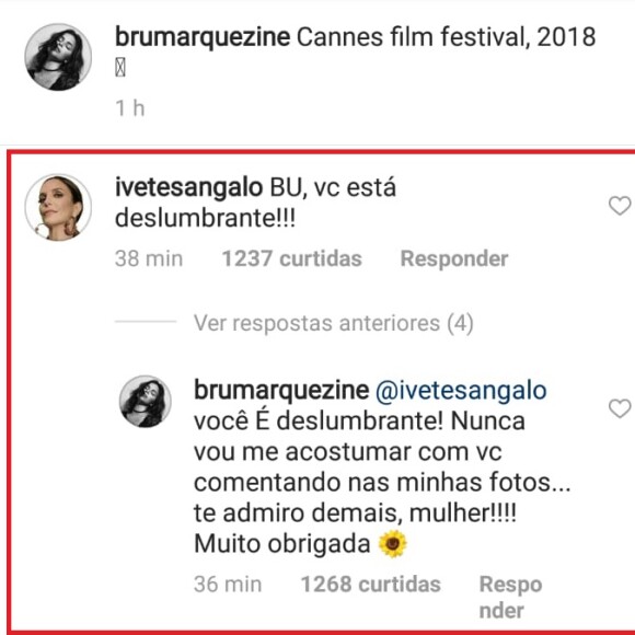 Bruna Marquezine, elogiada por Ivete Sangalo, retribui: 'Você é deslumbrante'