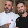 Bruno Gagliasso e o chef Henrique Fogaça no III Jantar Sim À Igualdade Racial no hotel Copacabana Palace
