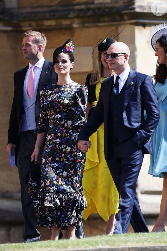 Charlotte Riley, mulher do ator Tom Hardy, também usou um vestido floral para o casamento do príncipe Harry com Meghan Markle