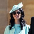 Giada Lubomirski, mulher do fotógrafo Alexi Lubomirski, apostou em um vestido azul-claro para o casamento do príncipe Harry com Meghan Markle