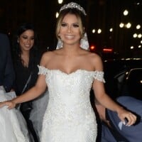 Lexa usa vestido bordado com cristais Swarovski em casamento com Guimê. Fotos!