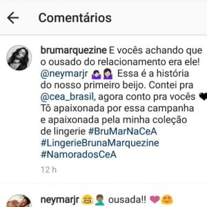 'E vocês achando que o ousado do relacionamento era ele!', brincou Bruna Marquezine no Instagram