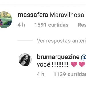 Grazi Massafera comentou foto de Bruna Marquezine no Instagram