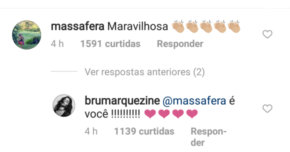 Grazi Massafera comentou foto de Bruna Marquezine no Instagram