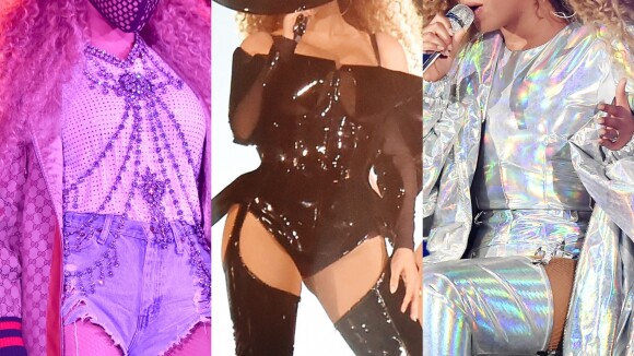 Máscara, vinil, look holográfico: veja os figurinos de Beyoncé na turnê 'OTR II'