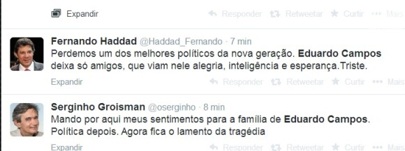 Serginho Groisman usou o Twitter para comentar a morte do presidenciável Eduardo Campos