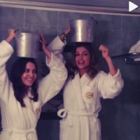 Grazi Massafera e Tainá Müller tomam banho de gelo juntas em Portugal