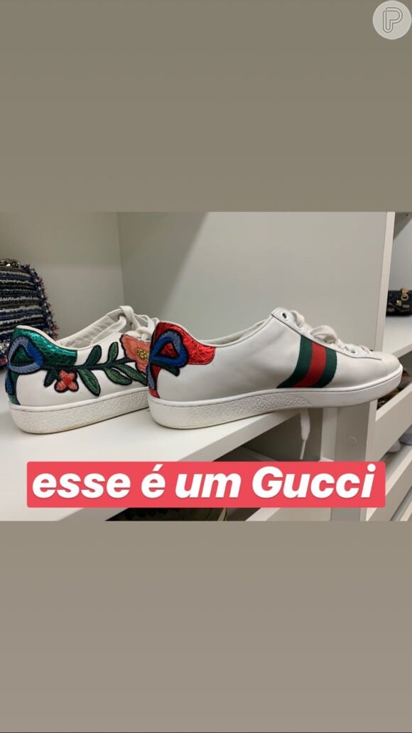 Marília Mendonça mostrou um tênis da grife Gucci que estará à venda em bazar beneficente