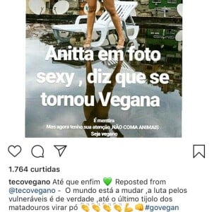 Anitta confirma que virou vegana: 'Faz 10 Dias. Vamos tentando'