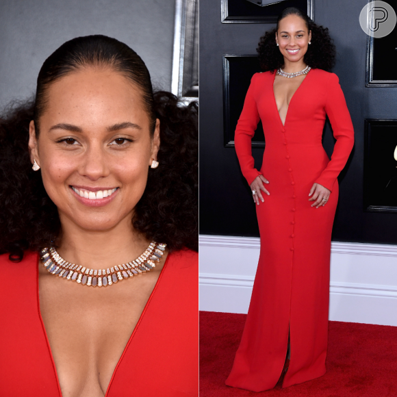 Looks do Grammy Awards 2019: Alicia Keys também apostou no vermelho