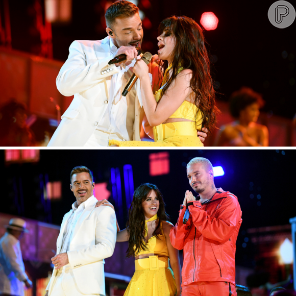Looks do Grammy Awards 2019: Ricky Martin, Camila Cabello e J Balvin durante apresentação