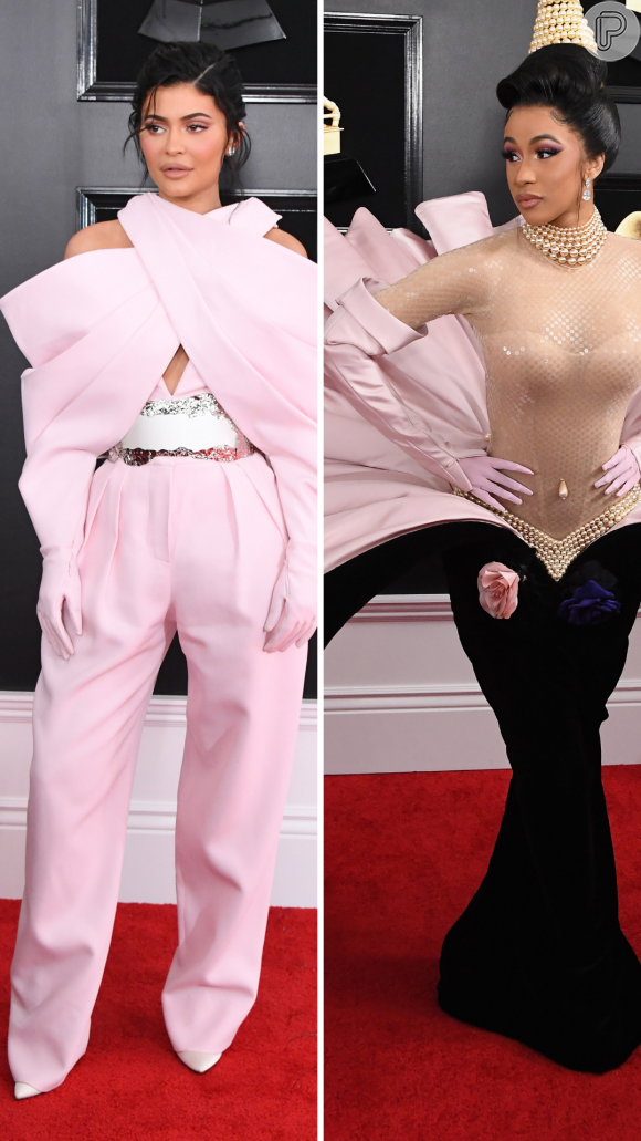 Looks do Grammy Awards 2019: Kylie Jenner e Cardi B durante o evento