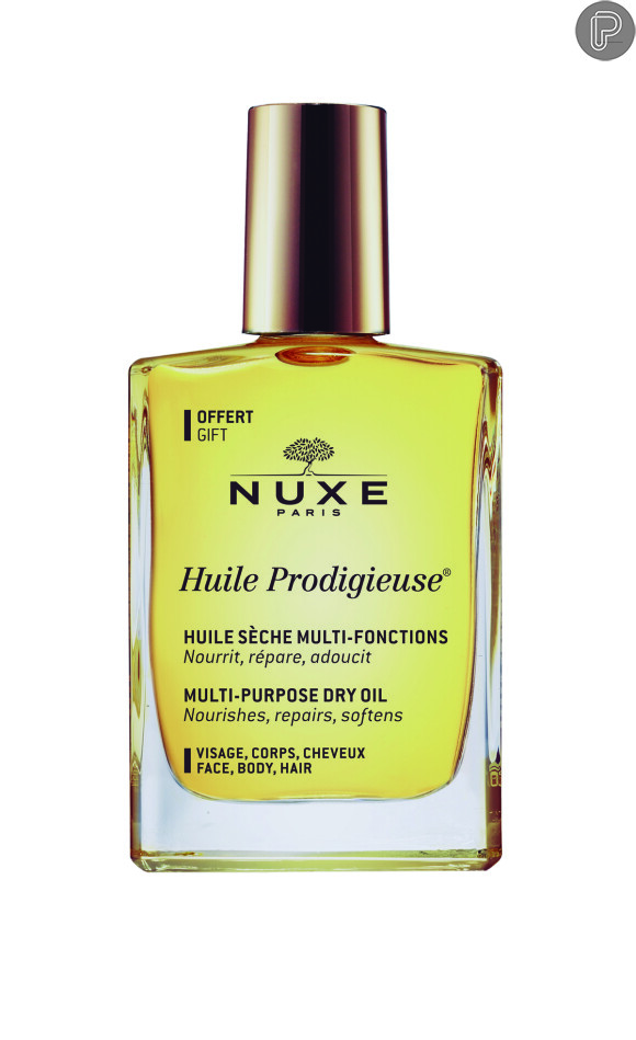 Óleo Nuxe serve tanto para a pele do corpo, rosto e cabelos. Com propriedades nutritivas, reparadoras e suavizantes custa R$ 69 o vidro de 30 ml