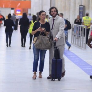 Fátima Bernardes esteve no Aeroporto Santos Dumont, onde encontrou Túlio Gadêlha