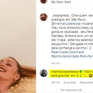 Marina Ruy Barbosa ironiza rumores de gravidez em comentário