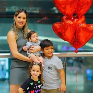 Dom, Ysis e Yhudy apareceram fantasiados na festa de 9 meses do caçula de Thyane Dantas e Wesley Safadão