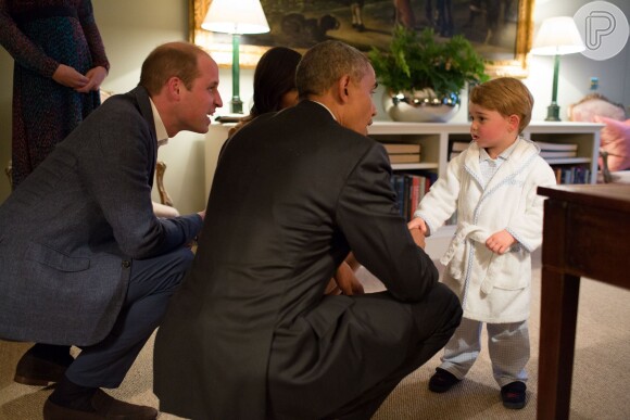 Príncipe George roubou a cena no encontro do pai, Príncipe William, com Obama