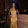 Thaila Ayala foi ao evento com um vestido amarelo decotado da grife Lilly Sarti