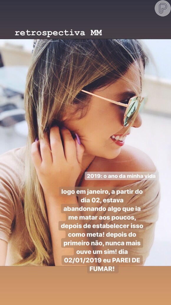 Marília Mendonça mostra dia em que decidiu parar de fumar em retrospectiva de 2019 em publicação no Instagram nesta terça-feira, dia 31 de dezembro de 2019