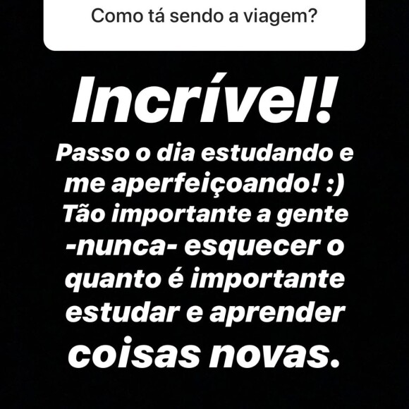 Veja resposta de Marina Ruy Barbosa sobre curtir a viagem pelos EUA nesta quinta-feira, dia 16 de janeiro de 2020