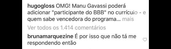 Bruna Marquezine comenta participação de Manu Gavassi no 'BBB'