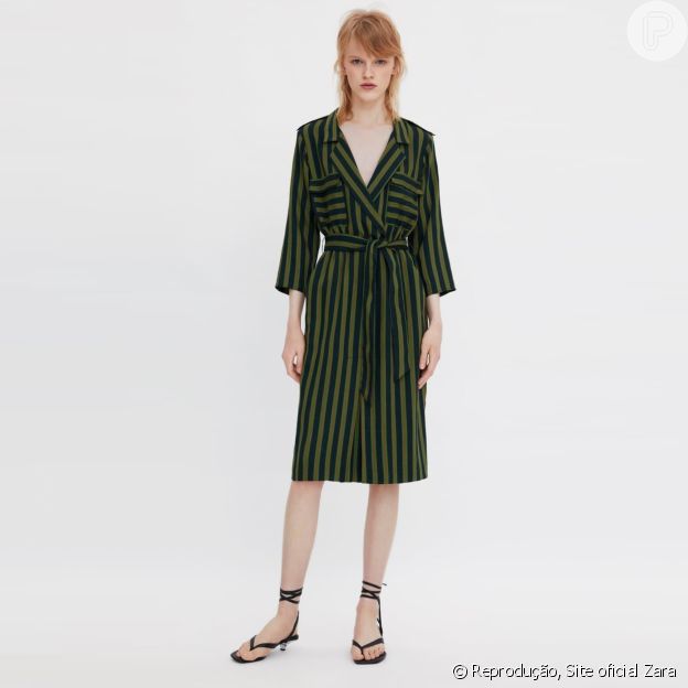 Vestido Zara com listras e botões: estilo e elegância para o office look e mais ocasiões