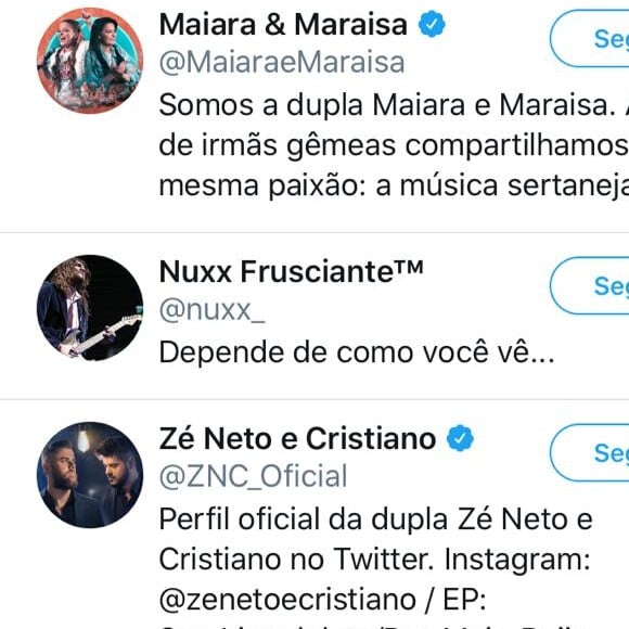 Maraisa está seguindo o ex-noivo no Twitter