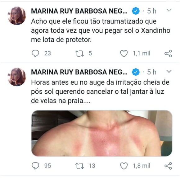 Marina Ruy Barbosa mostra marca de biquíni pós insolação
