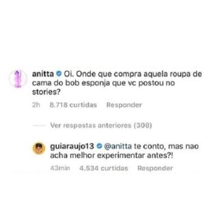 Anitta agita web ao falar com Gui Araújo em foto