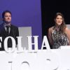 Priscila Fantin e Marcelo Serrado apresentaram a 24ª edição do prêmio Folha Top of Mind, no HSBC Brasil, em São Paulo