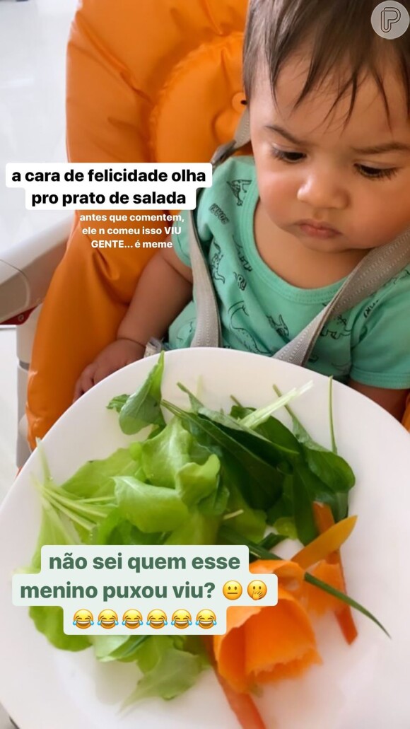 Marília Mendonça exibe reação do filho, Léo, à salada: 'Não sei a quem puxou'