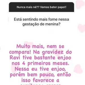 Romana Novais sentiu mais fome na nova gravidez