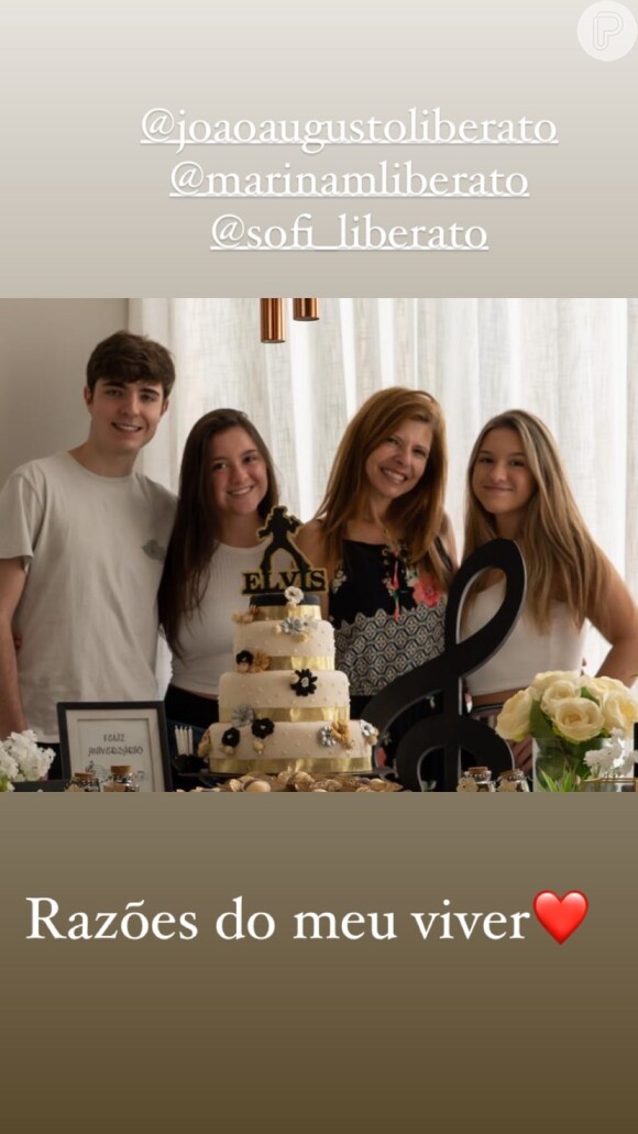 Viúva de Gugu Liberato comemora aniversário com os três filhos