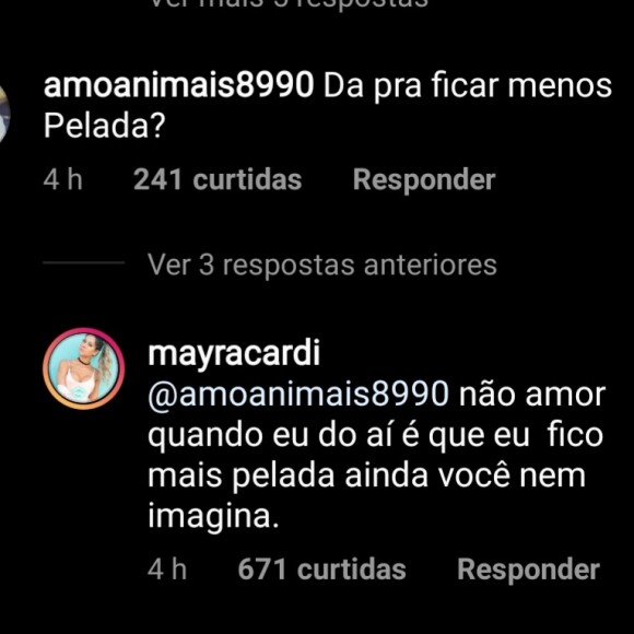 Mayra Cardi reage à internauta que criticou sua foto nua