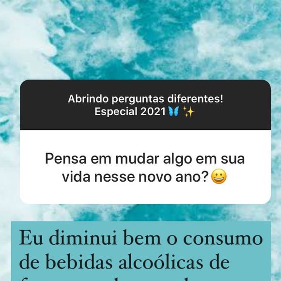 Giovanna Chaves citou desejo para 2021 ao falar do consumo de bebidas alcóolicas