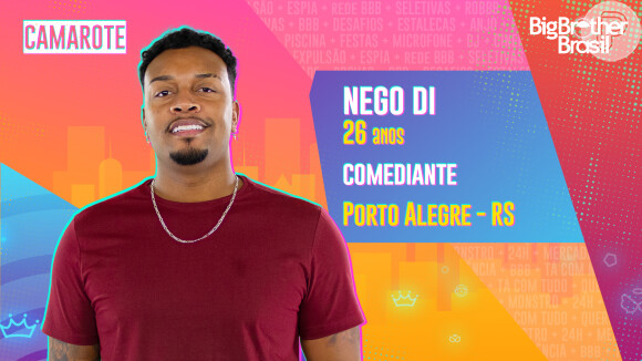'BBB21': comediante Nego Di é 1º do time masculino do Camarote. 'Marco na minha vida'