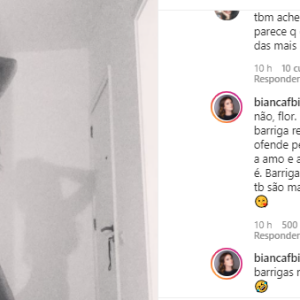 Bianca Bin nega gravidez após dúvida de fã: 'Minha barriga real'