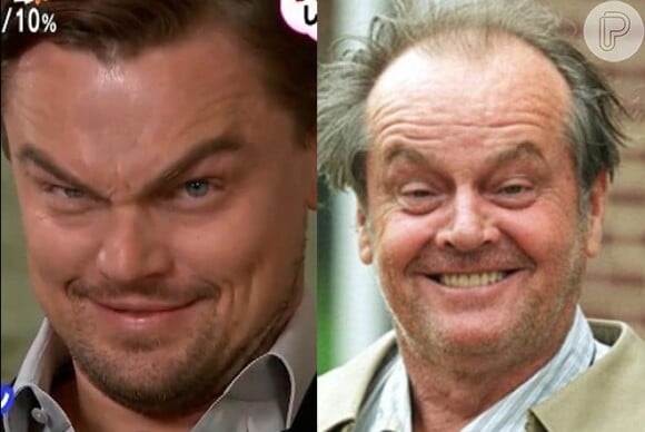 Leonardo DiCaprio imita a famosa expressão de Jack Nicholson em entrevista para uma TV japonesa em março de 2013