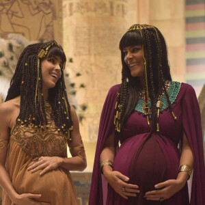 Novela 'Gênesis': as gravidezes de Khen (Pérola Faria) e Aat (Bianka Fernandes) fazem o faraó (André Ramiro) festejar no capítulo de segunda-feira, 12 de abril de 2021