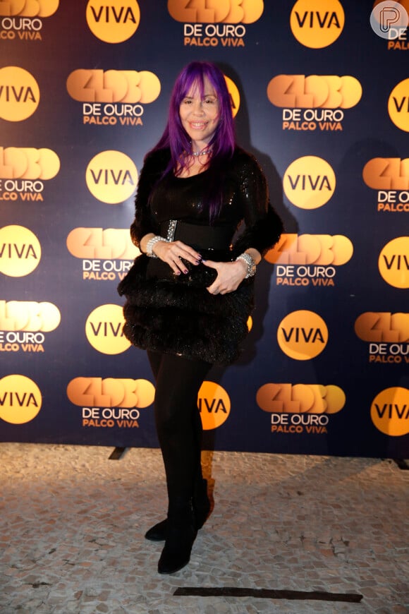 Baby do Brasil usou look preto total na festa de lançamento do programa 'Globo de Ouro Palco Viva', no Rio